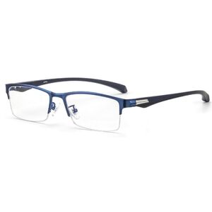 Blue Light Blocking Anti Eyestrain Lens Eyeglasses Semi Rimless Blue Frame
